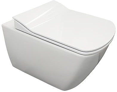 Creavit Design RimOff - WC sospeso con ugello in acciaio inox Taharet (Bidet) bianco