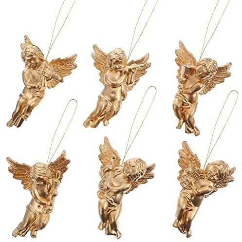 MAGICLULU 24 Stück Goldene Hängende Engel Mini Hängeengel Weihnachtsbaumschmuck Für Die Weihnachtszeit Feiertagsdekoration