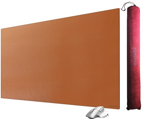 ZORESYN PU Leder Schreibtischunterlage 100x60cm Braun, XL Tischmatte | Wasserdichte & abwischbare PU-Leder Matte, rutschfeste Unterseite, schützt Schreibtisch, geeignet für Büro und Homeoffice