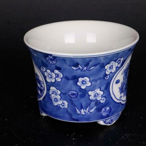 YTDJJWLS Mini Chinese Qing Qianlong Blue and White Porcelain Design Bonsai Flower Pot