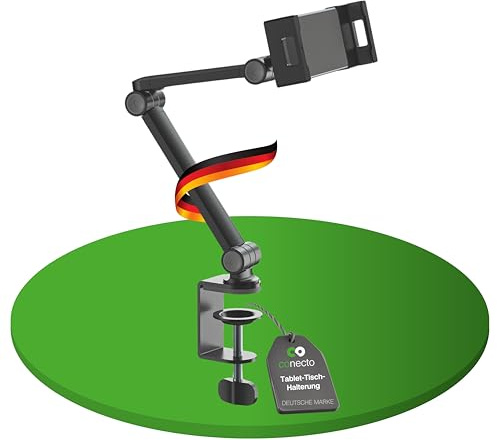 conecto Supporto per tablet, girevole a 360°, per tablet da 4,7 a 12,9, supporta fino a 1 kg, imbottitura in silicone, nero