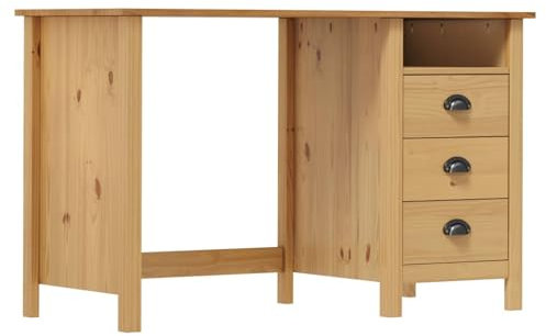 ADWOA Schreibtisch Hill mit 3 Schubladen 120×50×74 cm Kiefernholz Massivholz Schreibtisch Deko Aesthetic