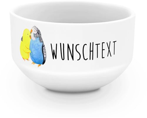 Mr. & Mrs. Panda Müslischüssel Wellensittich Liebe - Personalisierte Geschenke, Schüssel Personalisieren, Verknallt, Müslischale, Beziehung, Vögel, Schale, Schüsseln, Suppenschüssel, Freundin