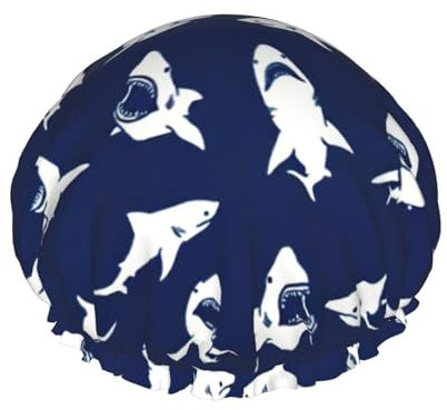 Hai-Muster mit verschiedenen Gesten-Druck, weiche, exquisite Duschhaube für Frauen, leicht, doppelt wasserdicht, langes Haar