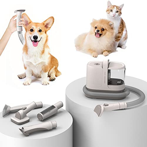 RATSTONE Aspira Peli Cane,Aspira Peli Gatto,Aspira Pelo Cane,Tosatrice per animali domestici con aspirapolvere, depilazione per animali domestici con aspirapolvere con 5 strumenti per la toelettatura