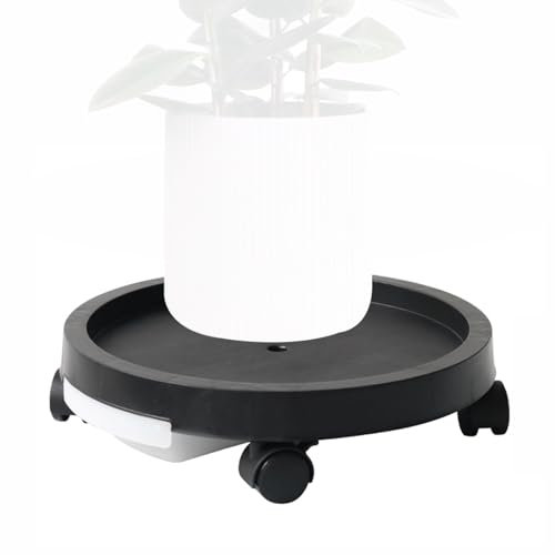 AHKFUL Pflanzenroller mit Rollen und WasserbehäLter, Rollender PflanzenstäNder für Drinnen und Draußen Bis 120 Kg, Für Garten, Terrasse, Hof, Terrasse, Wohnzimmer,Schwarz,40cm