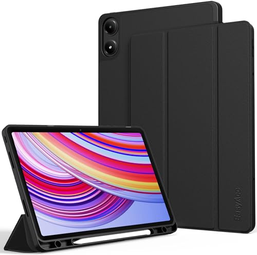 EasyAcc Hülle für Redmi Pad Pro 12.1 mit Stifthalter 2024 | Ultradünne Schutzhülle aus TPU mit Standfunktion,Auto Schlafen/Wachen(Schwarz)