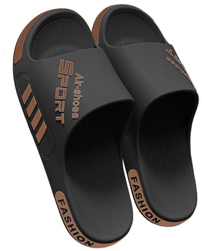 SMIUPIN Chaussures de douche pour la salle de bain, pantoufles pour l'extérieur et l'intérieur, sandales pour la maison,41-42,Noir&Brun