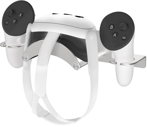 Bricok Aluminum Alloy VR Wall Mount, Compatible with Meta Quest 3/3S/2/Pro, 2 Storage Ways, Space Saving, Silver