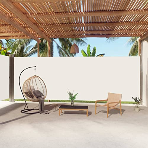 Ailgely Doppel Seitenmarkise 220 x 1000 cm, Alu-Ausziehbar Seitenmarkise, Sichtschutz für Balkon und Garten, Senkrechtmarkise außen Blickdicht für Balkon, Terrasse, Garte Creme