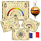 Pendule Divinatoire Oeil de Tigre + 12 Cadrans de Radiesthésie Plastifiées (6 Recto - 6 Verso) - Planches Pendule en Français