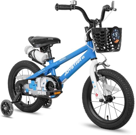 JOYSTAR Pluto Kids Bike 14 Zoll Kinderfahrrad für Jungen Mädchen im Alter von 3-5 Jahren, Kinderfahrräder mit Stützrädern, blau