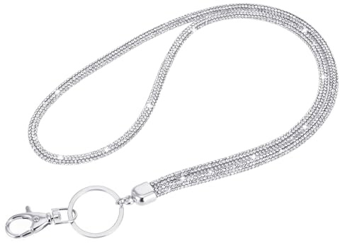 Styquenzer Bling Lanyard, 31.5'' Lanyards for Women Rhinestone Office Round Crystal Neck Strap Lanyards for Id Badge Holder Id Card
