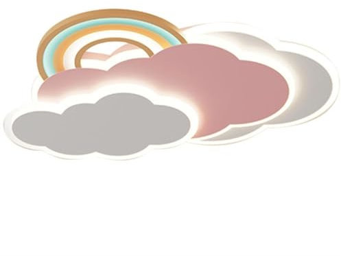 Luz de techo de montaje empotrado, luz de techo minimalista moderna Lámpara de montaje en techo LED rosa Nubes de arco iris Luz de techo LED Lámpara de techo con atenuación de tres colores p