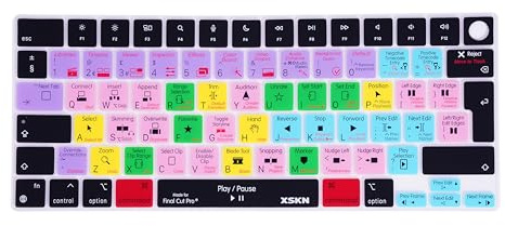 XSKN Final Cut Pro Shortcut EU Version Silicone Keyboard Cover for Apple MacBook Air 13/15 inch with M5/M4/M3/M2 Chip and MacBook Neo with A18 Pro Chip