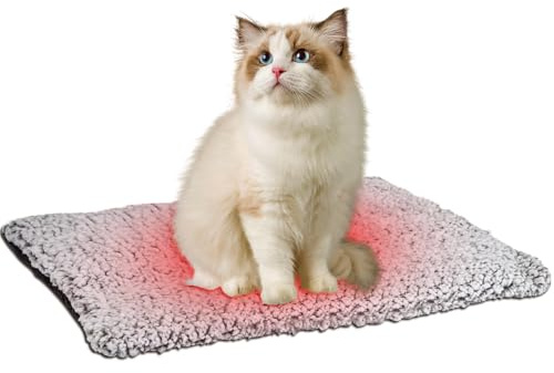 mizikuu Selbstheizende Decke für Hunde & Katzen, 50x40cm Winter Haustiere Heizmatte No Elektrisch Wärmedecke Wärmematte Waschbar Selbstwärmende rutschfest Thermodecke Hundematte Flauschig Warme