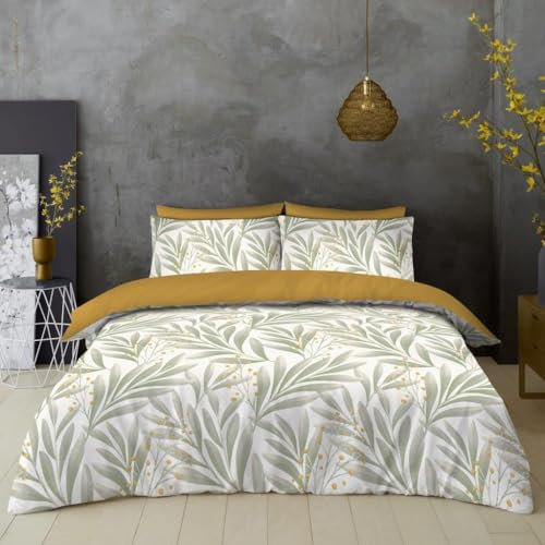 GC GAVENO CAVAILIA Microfiber Duvet Cover Sets - Palm Leaf Bedding Double Bed Set - Breathable Leaves Quilt Cover (200x200 cm) - Washable Linen
