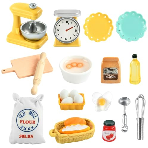 Accessori da Cucina in Miniatura, Cucina Accessori Casa Bambole, Cucina Miniatura 1/12, Miniatura Set da Forno, Mini Cibo, per la Decorazione della Cucina della casa delle Bambole