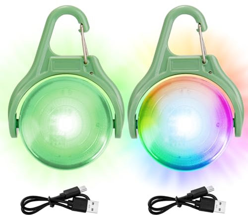 Mucek Lot de 2 sacs d'école LED clignotants - Lumière de sécurité rechargeable par USB - 4 modes - Cartable - Pendentif lumineux pour chien - Lumière de sécurité pour sac à dos, course, randonnée,
