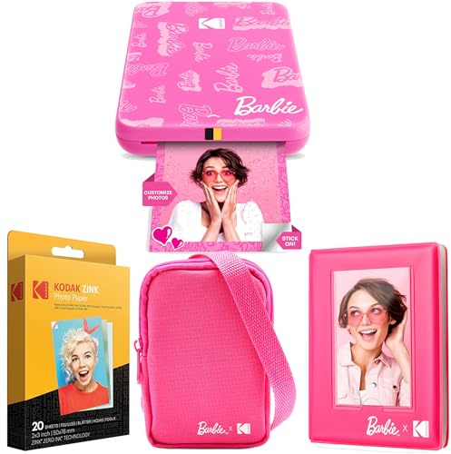 KODAK x Barbie Step Slim Impresora Móvil Inalámbrica Instantánea de Fotos (Estilo de Firma) + Estuche de Cámara Deluxe Barbie + Álbum de Fotos Barbie + Papel Zink (20 Hojas)