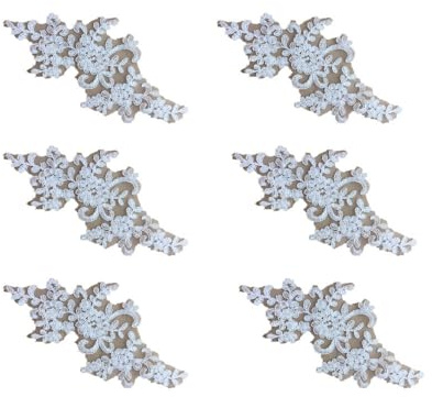 WTRYT 3 Paar Spitze Applikation 22.5Cm*10Cm Jede Blumen Spitzenapplikation 3D-Applikationen Zarte Stickerei Zur Dekoration Oder Herstellung Von Hochzeitsschleier Kleid Steppdecke Tischtuch-Weiß