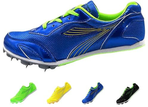 RYVETTE Leichtathletik-Spikes-Schuhe, Laufspikes, Unisex Racing Jumping Sprint Running Sneakers, Sportschuhe Herren, Laufschuhe, rutschfest, mit Grip und Stabilität, atmungsaktiv, leicht(Blue,32)