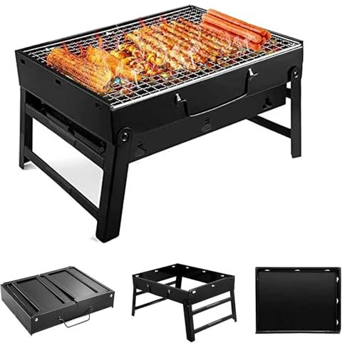Barbecue a carbonella, Barbecue Portatile Compatto, Barbecue Pieghevole, affumicatore, Tavolo da Tavolo, Perfetto per Campeggio, Picnic, Giardino, Feste, 35 x 26 x 20 cm