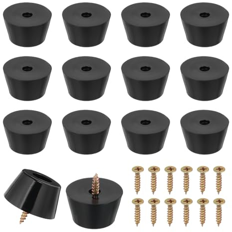 PATIKIL 14 Set Rubber Feet, 32x24x18mm Cutting Board Feet Non Slip Bumpers 6mm Screw on Rubber Feet Round Black Pads for Electronics Furniture Cutting Board Chairs Cabinet Sofa Speaker