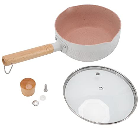 Casserole antiadhésive avec couvercle petit pot à lait en aluminium marmite à soupe fonctionnelle pour faire bouillir le café de nouilles au lait (White)