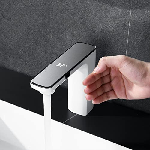 Modern Basin Mixer Tap Bathroom Sink Taps Infrared Sensor Infrared Automatic Sensor Wash Basin Faucets White