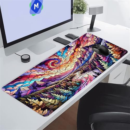 Jiian Tappetino per Mouse da Gioco XXL 1200x600x2 mm, Tappetino Mouse Gaming, Sottomano Grandi Dimensioni, Presa Stabile su superfici Lisce, Maggiore precisione e velocità (Alberi Fiumi)
