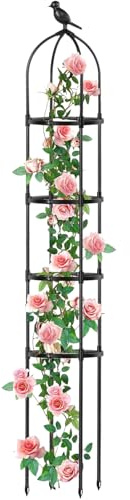 Rejilla para plantas trepadoras de exterior, estructura de metal de 1,74 m para rosas, soporte ajustable para jardín, terraza, camino interior Clematis