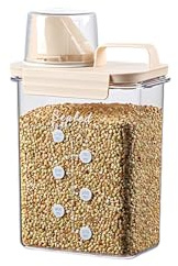 EssQuintorial Kitchen Storage Containers,1800ml/63.3oz Rice Container with Measuring Cup, BPA Free Airtight Food Storage Container for Pasta, Beans, Pet Food, Washing Powder