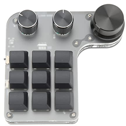 Fockety Clavier MÉCANIQUE À Une Main, 9 Touche RVB DIY Programmable Mini Clavier de Jeu avec 3 Boutons, Commautant Bleu de Raccourci Mécanique Multifonctionnel pour Bureau