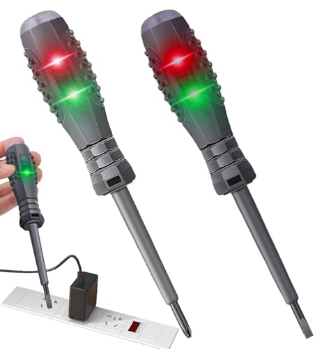 2pcs Electrical Tester Screwdriver, 2-in-1 High Torque Strong Magnetic Screwdriver Electricity Detector 12V-220V Non Contact Voltage Tester Pen, Flathead+Crosshead, Electrical Tools & Testers