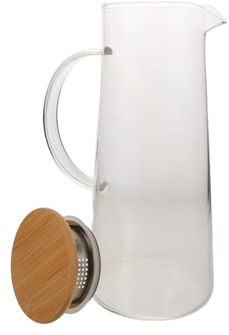 MUELODSIC Borosilicate Glass Pitcher With Lid And Handle Large Leakproof Carafe For Hot And Cold Beverages Space-saving Water Jug For Fridge