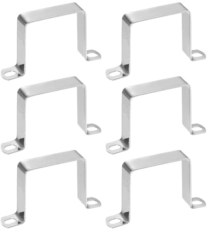 M METERXITY 6-Pack U Shaped Connector Bracket, 60x60mm 304 Stainless Steel Square Pipe Clamp for Door Closed Bar Holder Strut Channel/Fixing Tools/Pipe, Strap Clamp for Rectangular Tube