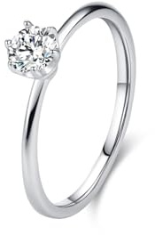 Stfery Klassiker Solitärring Platin Damen, Trauringe mit Labor Erstellt Diamant Echte Goldschmuck Gr.57 (18.1)