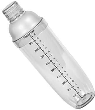 Veemoon Shaker à Cocktail Blanc 1000ml en PC Résistant Chaud et Froid avec Graduation Précise, Anti-goutte, pour Bar et Usage Domestique