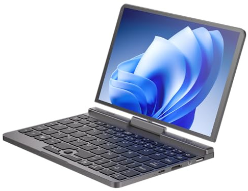 RUGLINE Mini portátil 8 Pulgadas, 2 en 1 Win 11, Pantalla HD giratoria, 12 GB RAM 1TB SSD, Teclado retroiluminado, N150, cámara 2M