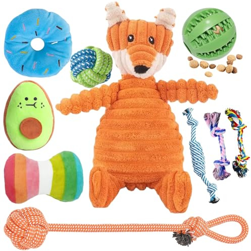 10Pcs Dog Chew Toys for Small Dogs, Squeaky Plush Dog Toy, Ball Rope Toys | Puppy Chew Toys for Small Medium Dogs, Puppy Teething Ball Toys, Indestructible Dog Chew Toys for Boredom, Puppy Accessories