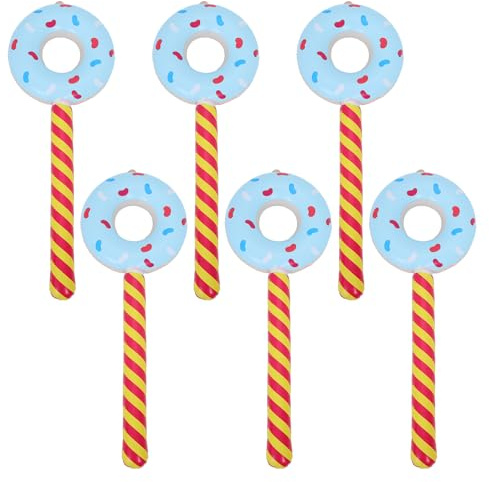 ASAKKURA 6 st uppblåsbara munkleksaker: Stora klubbballonger - 84 cm godisballonger för födelsedagar - Söta temafesttillbehör för munk, växa upp, babyshowerdekorationer, himmelsblå