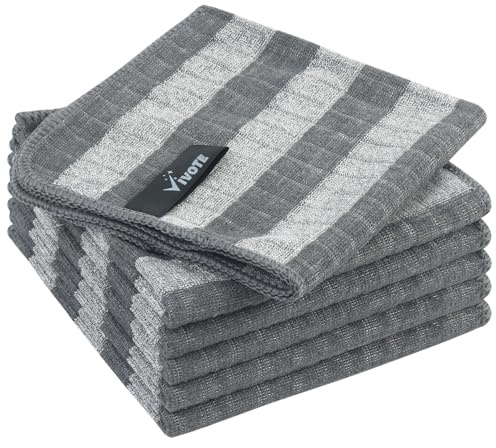 VIVOTE Microfibre Cleaning Cloth Bamboo Fibre Dishcloth Kitchen Dish Towel | 30 x 30cm 6 Pieces Grey Soft & Absorbent Material