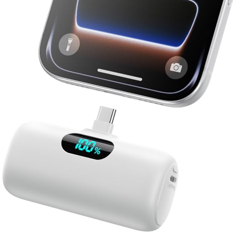 Mini Power Bank USB C 5000mAh, Ultra Compacto Powerbank 15W PD Carga Rapida Cargador Portátil Batería Externa Compatible con iPhone 17/16/15 Serie, Samsung, Xiaomi, Huawei, Switch USB C Teléfonos etc