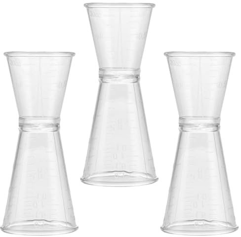 MAGICLULU Herramienta Medidora de Cócteles Doble Jigger 3 Piezas de Plástico Transparente para Uso en Bar y Coctelería Casera Reutilizable