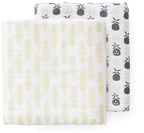Fresk Muslin Swaddle Puckdecke Gaze Handtuch Muslin Swaddle Puckdecke 2 Stück 120/120 grün