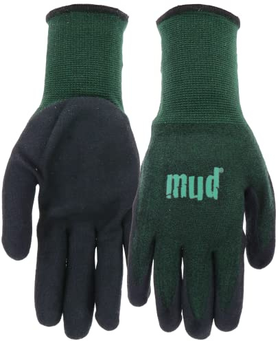 MUD Bamboo Flex Garden Gloves, Moisture-Wicking & UV Protection Polyurethane/Nitrile Coated, Enhanced Grip, Puncture Resistant, Green/Black, Large (SM7197G/LXL)