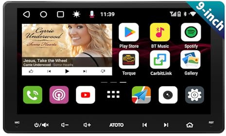 ATOTO S8MS 9 QLED 1280 * 720 Android Doppel Din Armaturenbrett-Einbau-Autoradio, Drahtloses Android Auto & Wireless CarPlay, GPS-Verfolgung, 4G+32G, Integriertes 4G LTE, 2 Bluetooth,S8G2094MS