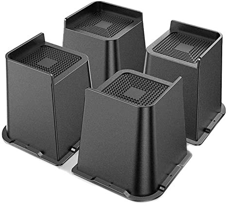 QWAMBVZE Höhe 15,2 cm, L-Form, obere Hälfte mit unteren Spitzen, unterer Gummistreifen, Erhöhung für Doppelbett, 4 Stück, Möbelerhöhung