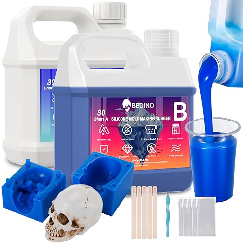 BBDINO Caucho de silicona líquida, silicona líquida 30A para fundición, 2000 g, silicona moldeada, proporción de mezcla 1:1, silicona para moldes de silicona, moldes de resina, moldes de velas, moldes